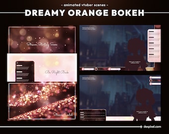Dreamy Orange Bokeh Vtuber Stream Pack | LoFi Chill Particle Animated Overlays | Cute Pastel Aesthetics Stream Bundle | Vtuber Aesthetics