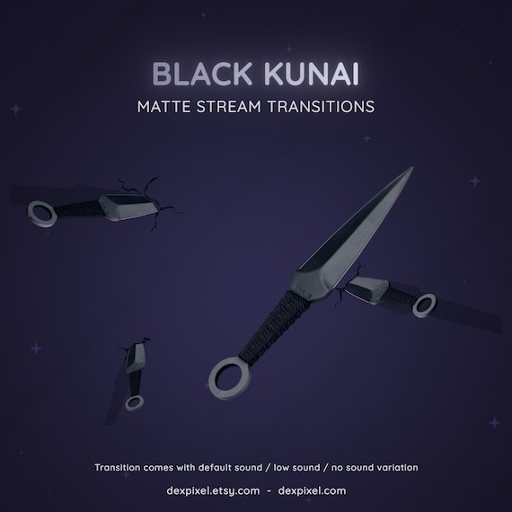 Black Kunai Knives Ninja Matte Stream Transition | Flying Knife Anime Cartoon Transition | Twitch Vtuber Transition OBS | Stinger Twitch