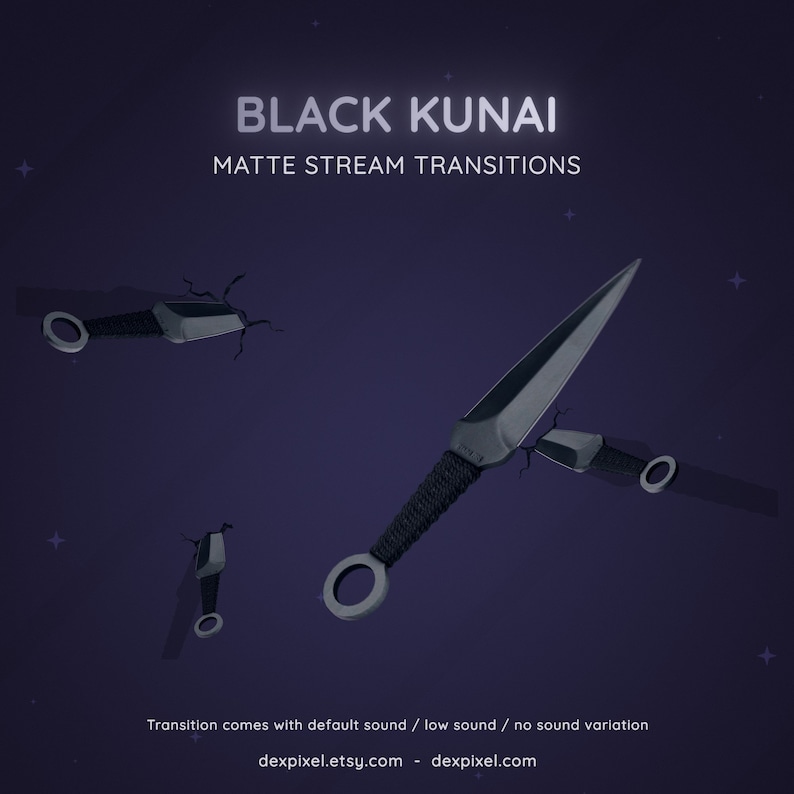 Black Kunai Knives Ninja Matte Stream Transition | Flying Knife Anime Cartoon Transition | Twitch Vtuber Transition OBS | Stinger Twitch