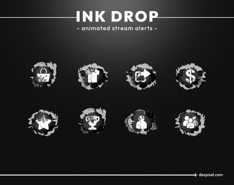 Animated Ink Drop Black and White Ink Drop Animated Twitch Stream Alerts | Ink Drop ...