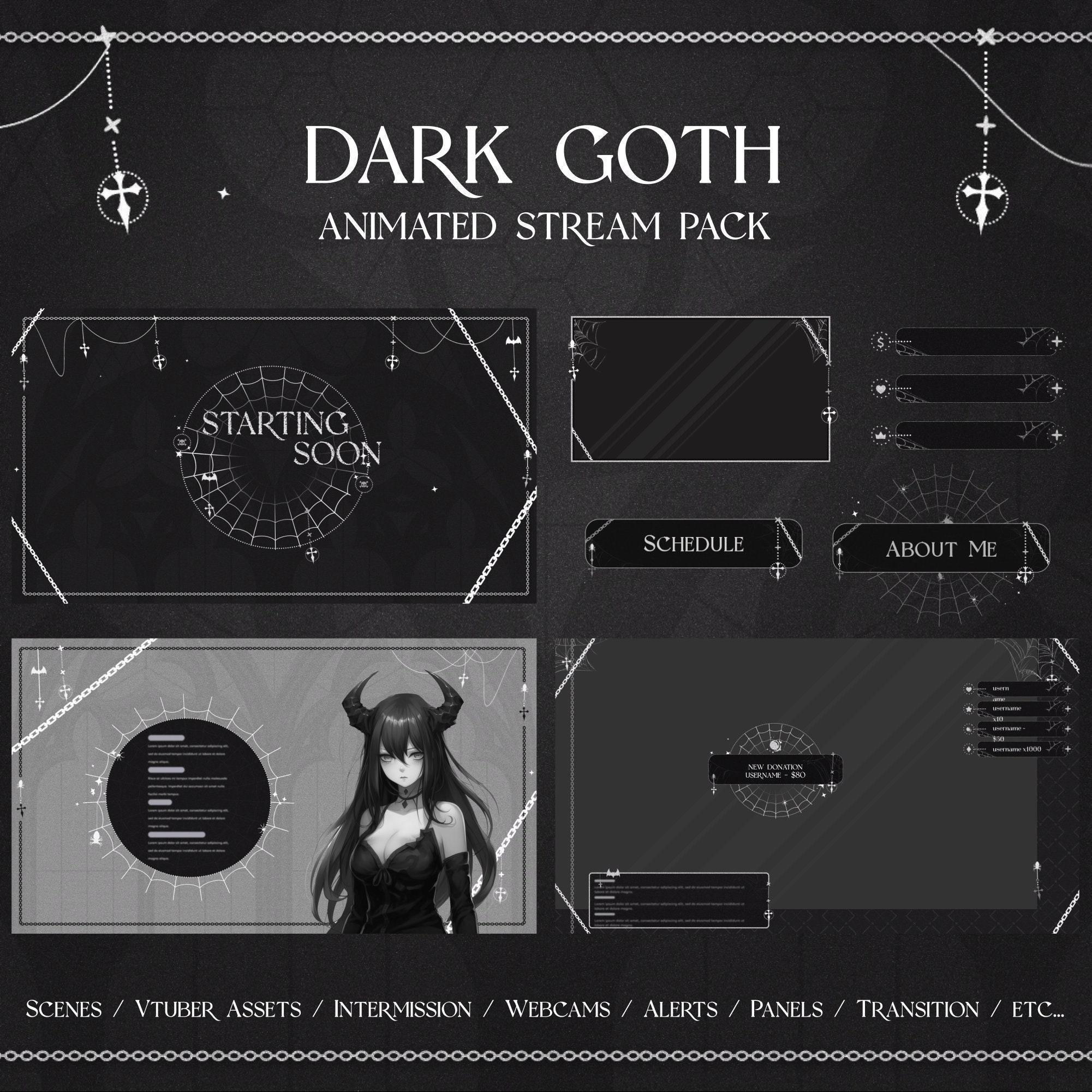 Animated Gothic Vampire Stream Overlay Just Chatting Overlay -  Canada