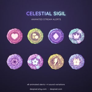 Celestial Sigil Animated Stream Alerts  | x8 Magical  Animated Alerts With Sound | Twitch Stream Alerts Streamlabs and StreamElements