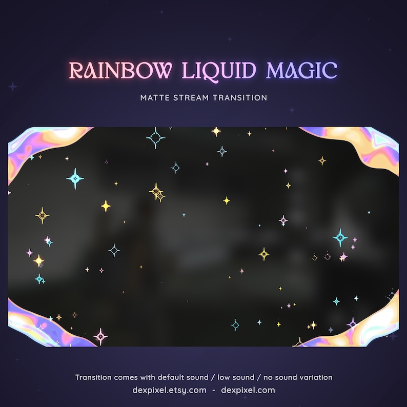 Rainbow Neon Liquid Magic Matte Stream Transition | Stars and Sparks Stinger | Colorful Magical Animated Transition OBS | Stinger Twitch