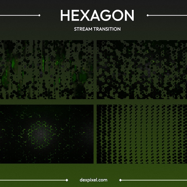 Green Hexagon Sci-Fi Stream Scene Transition | Geometric Abstract Stream Transition| Twitch OBS Stinger or Youtube ( Video Editing)