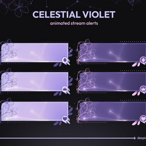 Alertas animadas de color pastel violeta celestial / Alertas de Twitch violetas / Eventos de transmisión animados con lindos colores pastel / Alertas de transmisión de Vtuber morados