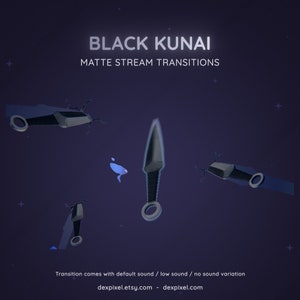 Black Kunai Knives Ninja Matte Stream Transition | Flying Knife Anime Cartoon Transition | Twitch Vtuber Transition OBS | Stinger Twitch