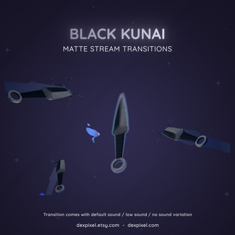 Black Kunai Knives Ninja Matte Stream Transition | Flying Knife Anime Cartoon Transition | Twitch Vtuber Transition OBS | Stinger Twitch