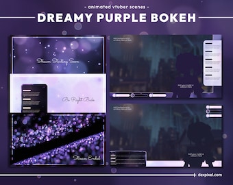 Verträumtes Lila Bokeh Vtuber Stream Pack | Animierte Overlays