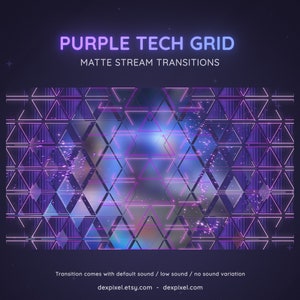 Glitch Tech Purple Technology Stream Transition | Grid Glitchy Futuristic and Edgy Stinger | SCI-FI Glitch Transition OBS | Stinger Twitch