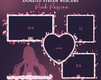 Cornice webcam con cuore rosa / sovrapposizione di streaming animato