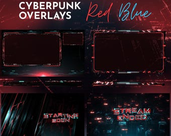 Cyberpunk Animated Stream Scenes | Red Blue Neon Overlays