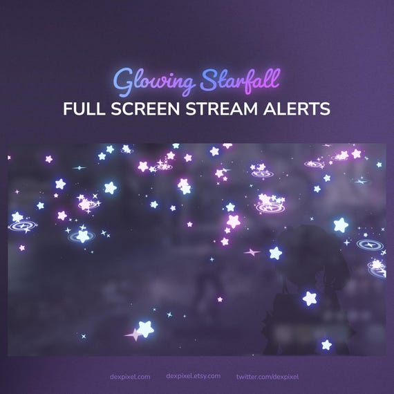 Glowing Stars Stream Purple Blue | Full-Screen Animated Twitch Alerts