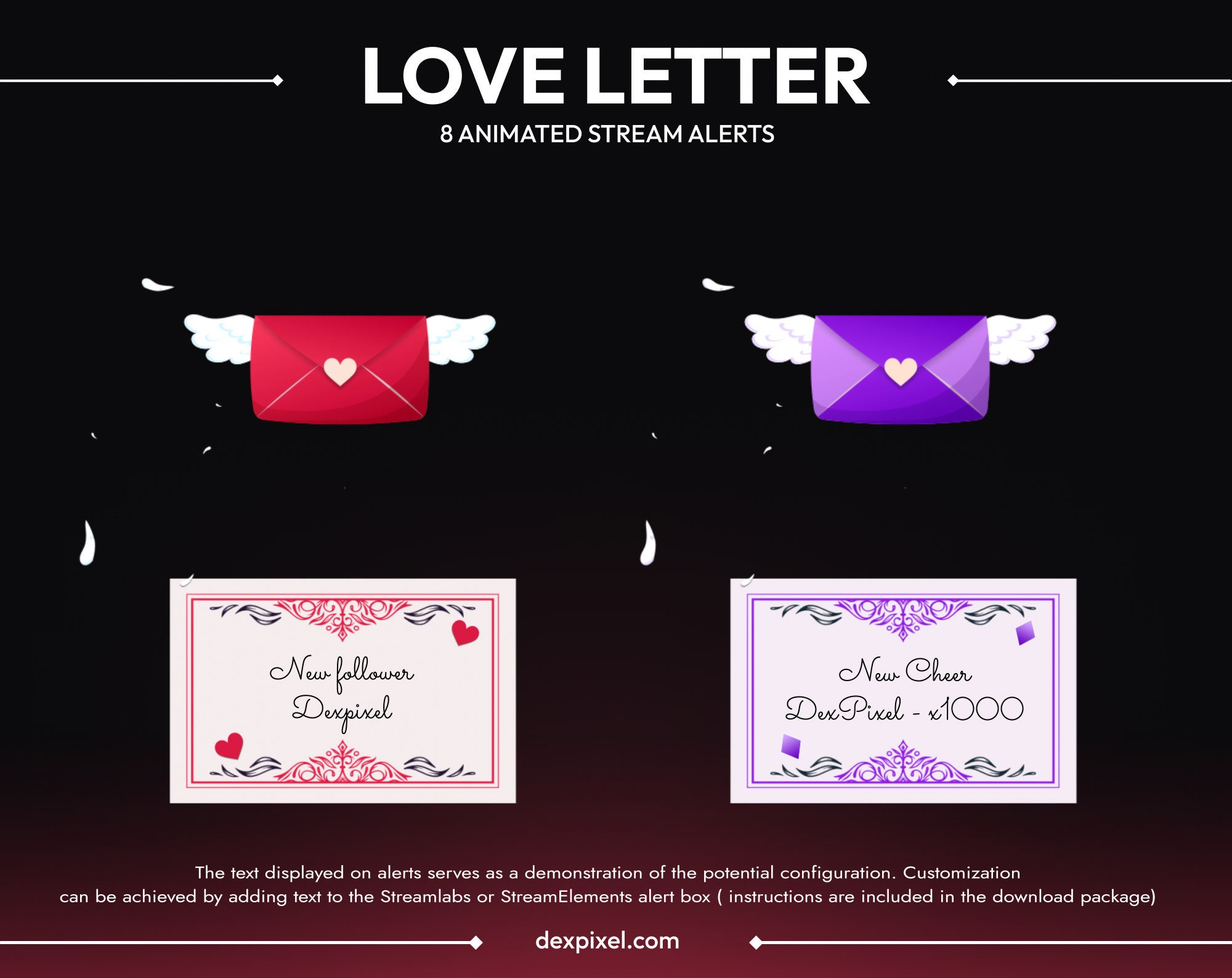 Love Letter Animated Stream Alerts | Valentines Twitch Alerts | Cute ...