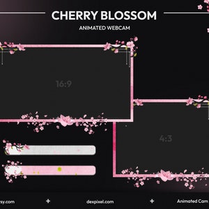 Pink Sakura Animated Cherry Blossom Stream Webcam | Twitch Stream Overlay | Livestream Facecam | Webcam Frame for Streamers |