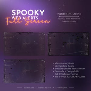 Spooky Web Animated Stream Alerts | Halloween Spider Web and Bats | Twitch Alerts | Vtuber Halloween | Full-Screen Alerts