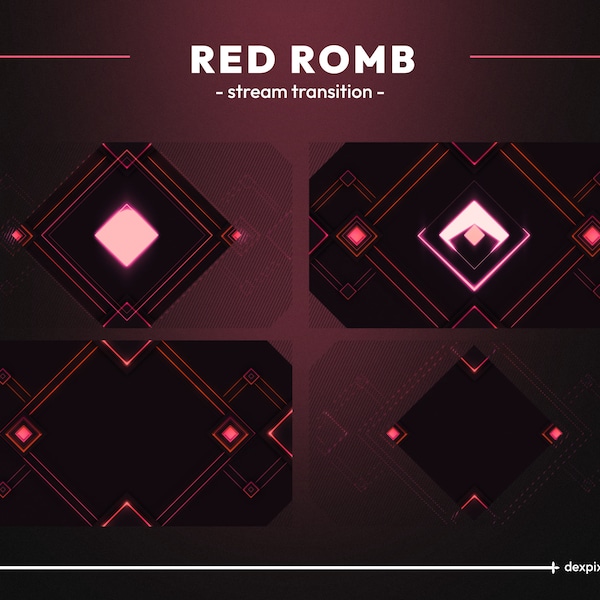 Red Romb Sci-Fi Stream Scene Transition |  Blue OBS Stinger |  Abstract Geometric Stream Transition Twitch or Youtube