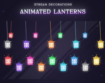 Animated Lanterns Stream Decoration | Colorful Floral Vtuber Add-On