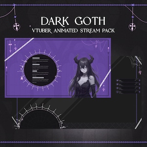 Vtuber Purple Dark Goth Animated Stream Pack | Chatting and Game Animated Overlays | Vampire Gothic Vtuber Aesthetics |  Occult Halloween