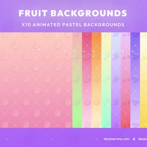 Animated Fruit Backgrounds  Vtuber Stream Backgrounds | Pastel Animated Overlays | Minimalistic Pattern Animation | Vtuber Aesthetics Scene
