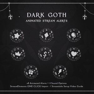 Dark Gothic White Spiders Animated Alerts| Halloween Goth Stream Alerts | Spiders Horror Twitch | Spooky Spiders