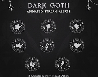 Dark Gothic White Spiders Animated Alerts| Halloween Goth Stream Alerts | Spiders Horror Twitch | Spooky Spiders
