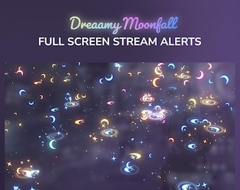 Dreamy Moonfall Glowing Moons Stream Full-Screen Animated Twitch Alerts