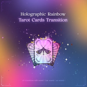 Regenboog Tarotkaarten Holografische Transitie | x4 Magische hemelse stroomovergang | Twitch-overgang | Ketel, Voodoo-pop, Mot en Edelsteen