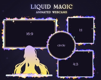 Rainbow Neon Cute Animated Liquid Magic Stream Webcam | Pastel Twitch Stream Overlay | Livestream Facecam | Webcam Frame Streamers | Vtubers