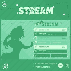Pastel Green Stream Schedule | Vtuber Schedule | Simple Weekly Schedule For Streamers | Cute Pastel Color Tones | Canva and PSD included