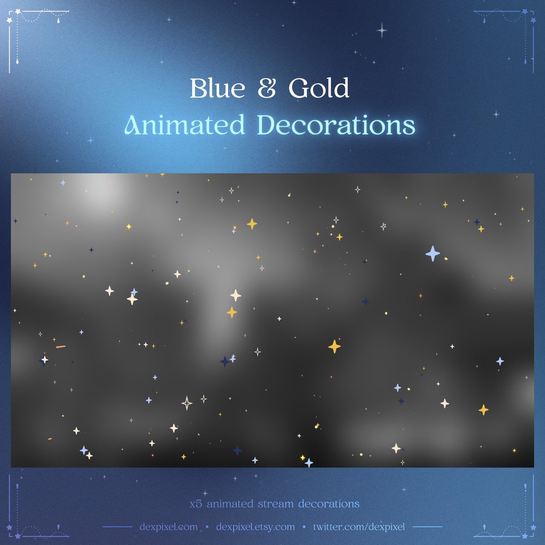 Blue and Gold Stars Stream Decoration | Animated Stars and Deco ...
