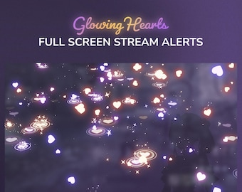 Glowing Hearts Animated Stream Alerts | Purple Orange Twitch Alerts
