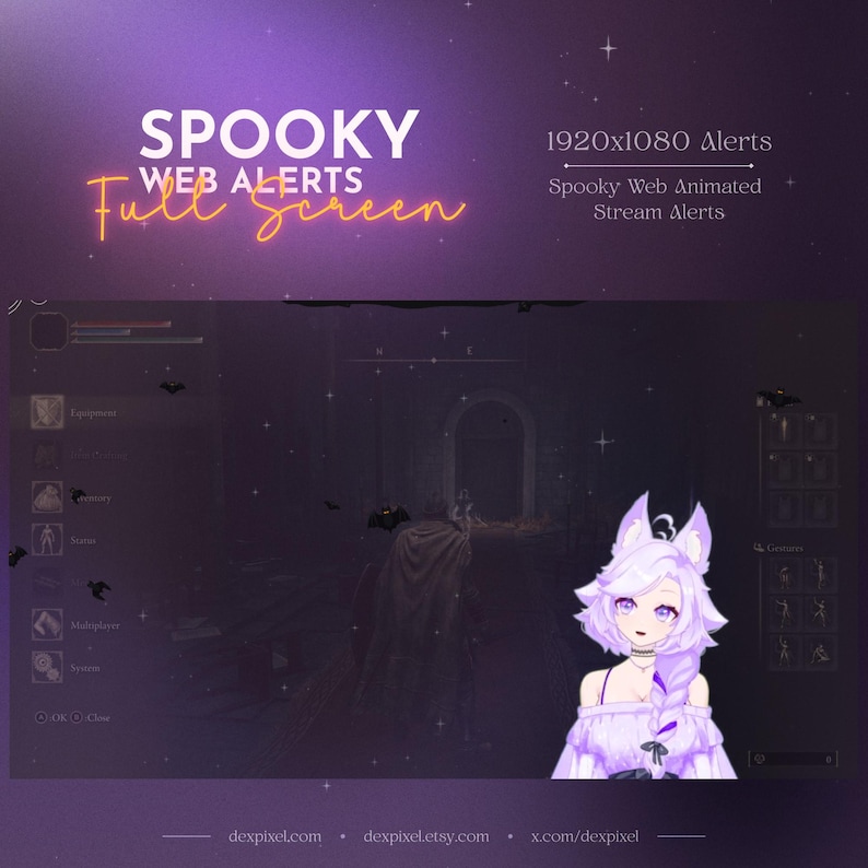 Spooky Web Animated Stream Alerts | Halloween Spider Web and Bats | Twitch Alerts | Vtuber Halloween | Full-Screen Alerts