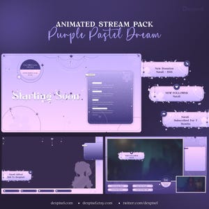 Purple Purple Dream Animated Stream Pack | Celestial Flower Chatting Overlays | Animated Twitch Stream Pack | Pastel Vtuber Aesthetics