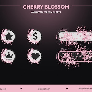 Pink Sakura Cherry Blossom Animated Stream Alerts | Twitch Animated Alert | Livestream Floral Alerts | Spring Petals Falling Alerts