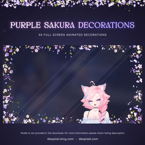 Purple White Sakura Cherry Blossom Flowers Stream Decoration | Animated Deco Decorations | Cute Stream Decor | Floral Vtuber Stream Add-On