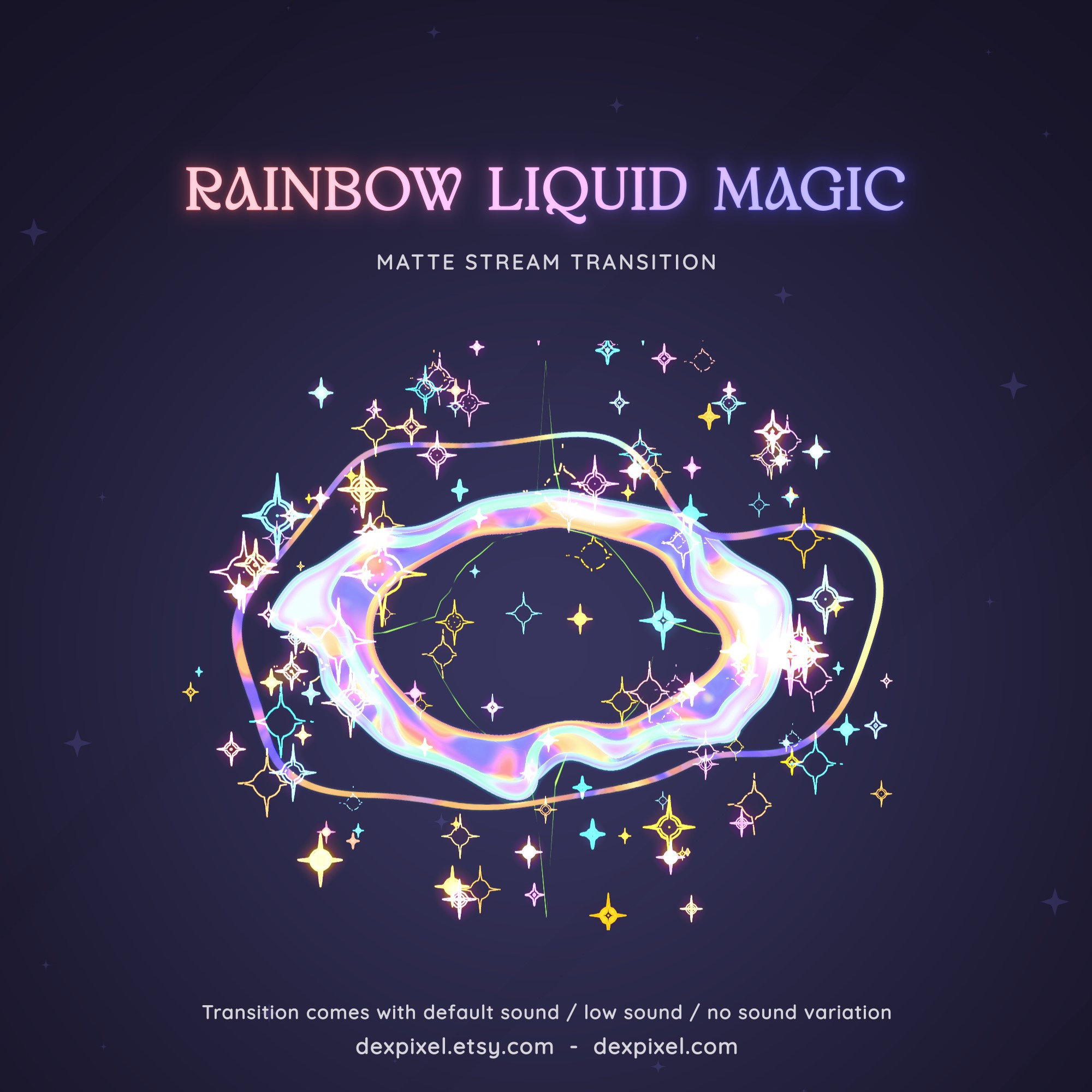 Rainbow Neon Pastel Liquid Magic Matte Stream Transition | Stars Sparks Stinger | Colorful Magical Animated Transition OBS | Stinger Twitch