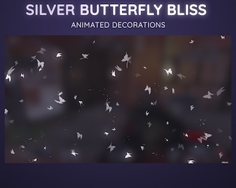 Silver Butterfly Stream Decoration | Animated Vtuber Overlay