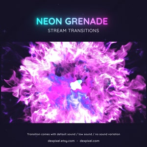 Neon Blue and Pink Grenade Flashbang Stream Transition | Shooter FPS Stream Transition | Twitch Vtuber Transition OBS | Stinger Twitch