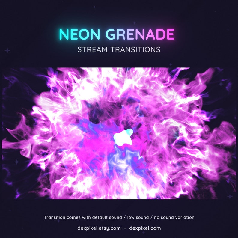 Neon Blue and Pink Grenade Flashbang Stream Transition | Shooter FPS Stream Transition | Twitch Vtuber Transition OBS | Stinger Twitch