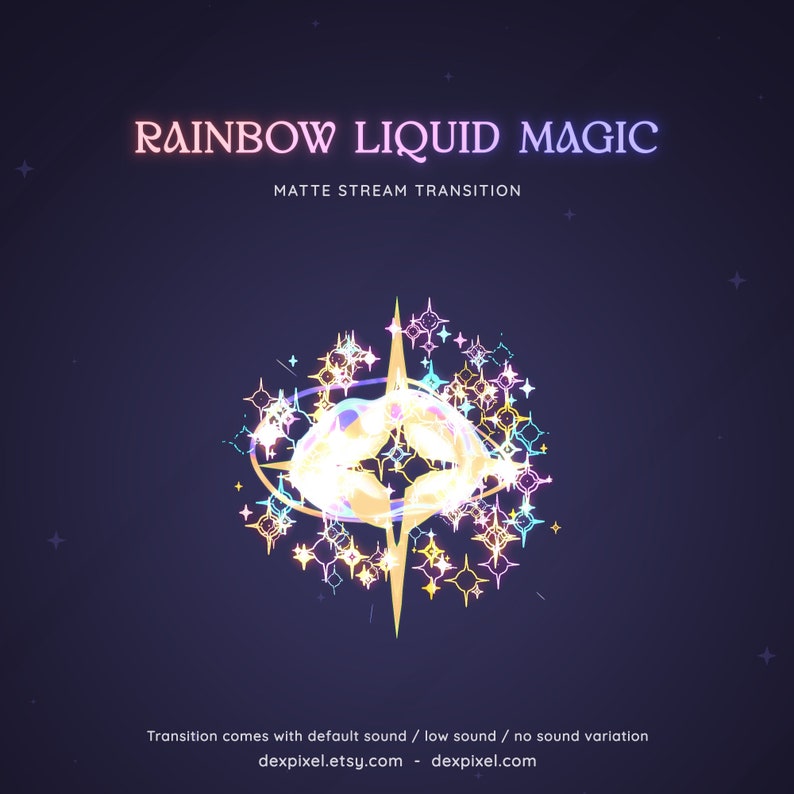 Rainbow Neon Liquid Magic Matte Stream Transition | Stars and Sparks Stinger | Colorful Magical Animated Transition OBS | Stinger Twitch