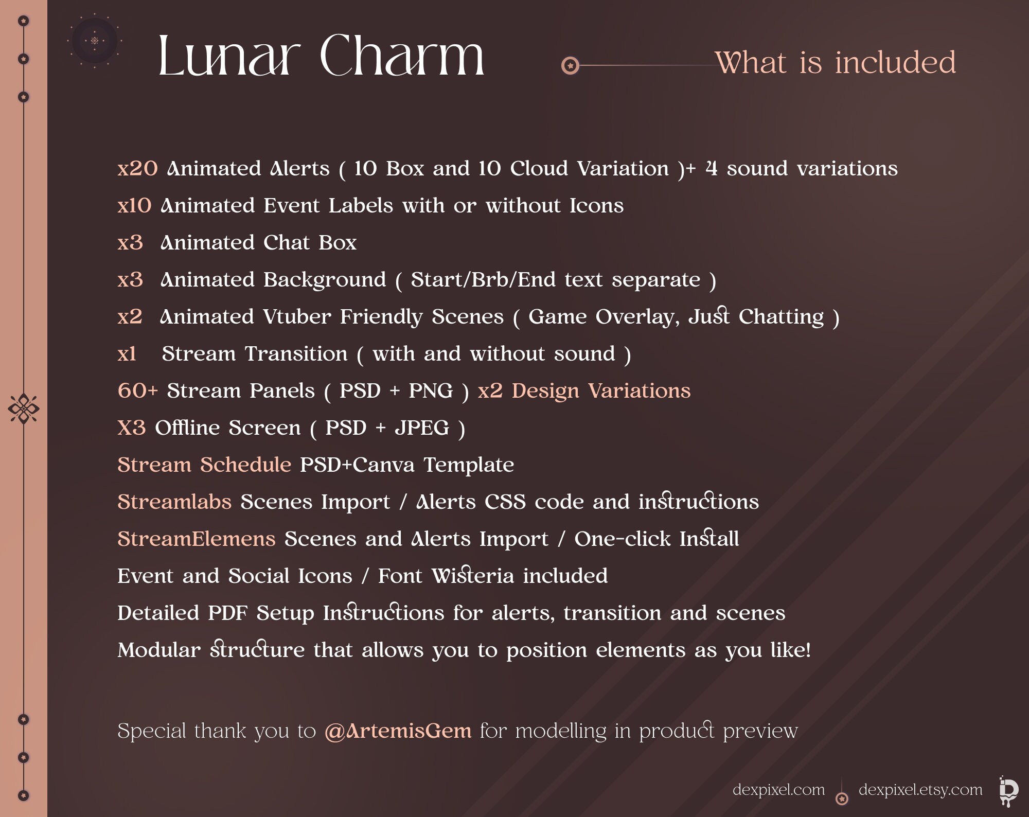 Pastel Brown Lunar Vtuber Stream Pack | Animated Overlays, Alerts - Etsy