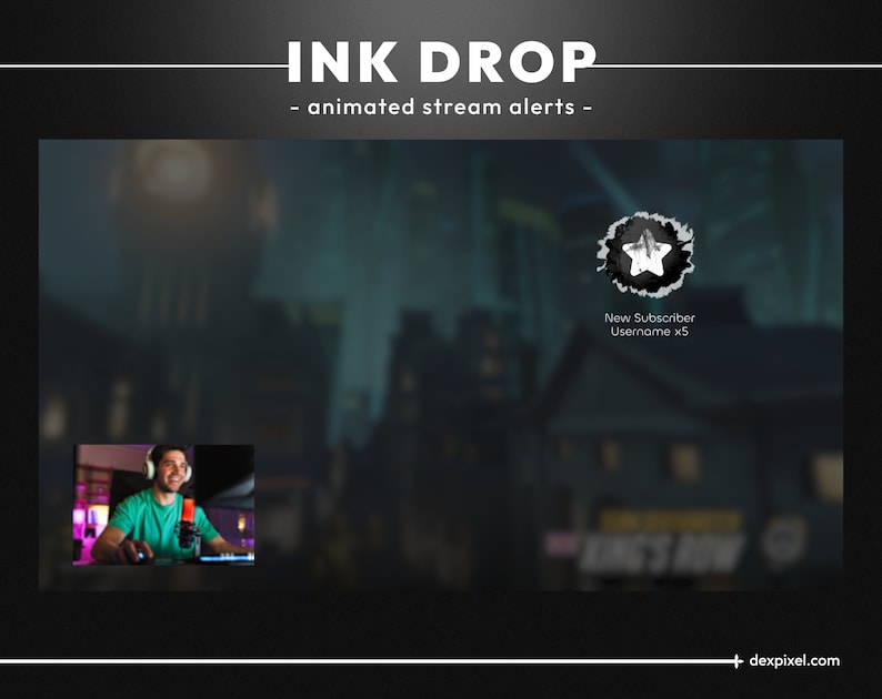 Animated Ink Drop Black and White Ink Drop Animated Twitch Stream Alerts | Ink Drop ...