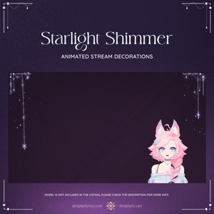 Fioletowo-różowa dekoracja strumienia Starlight Shimmer | Animowane gwiazdy i dekoracje dekoracyjne | Uroczy animowany wystrój strumienia | Dodatek do strumienia Vtuber