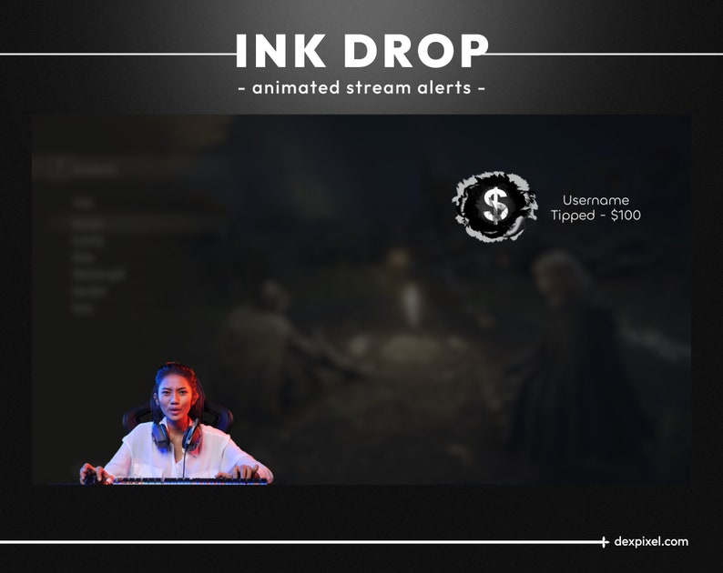 Animated Ink Drop Black and White Ink Drop Animated Twitch Stream Alerts | Ink Drop ...