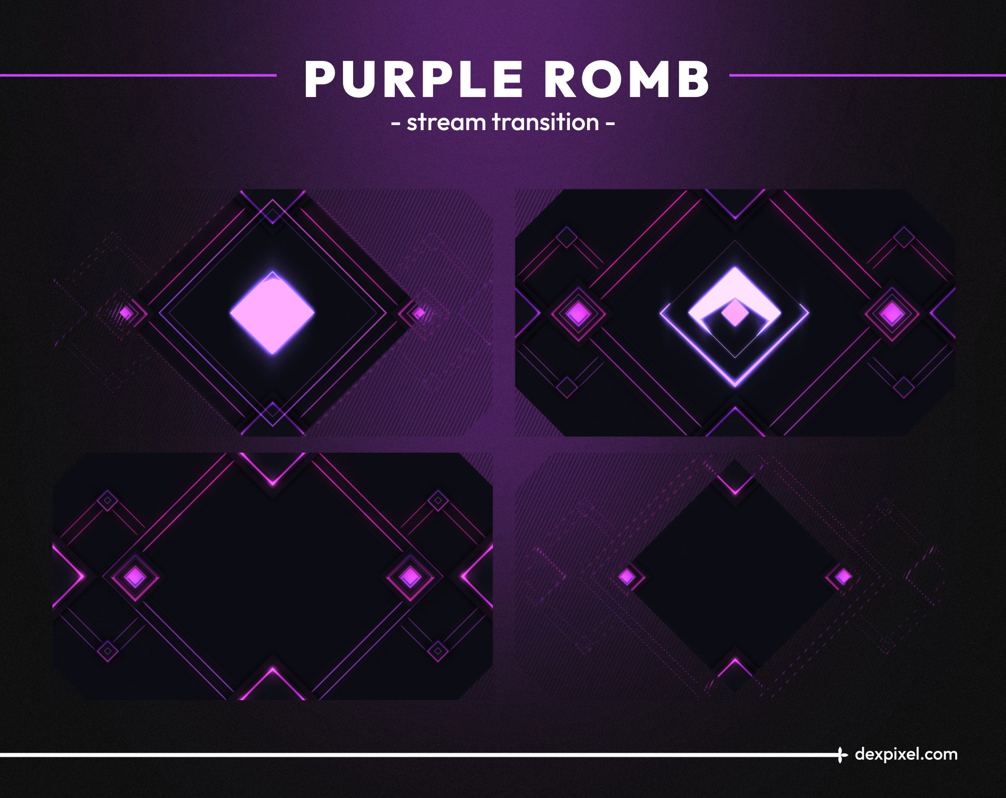 Purple Romb Sci-Fi Stream Scene Transition |  Blue OBS Stinger |  Abstract Geometric Stream Transition Twitch or Youtube