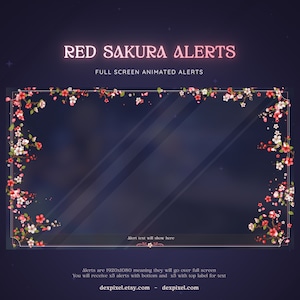 赤白桜のアニメーションストリームアラート | 赤い花の美学の花のアラート | Twitch | Vtuberマジック | フルスクリーンアラート