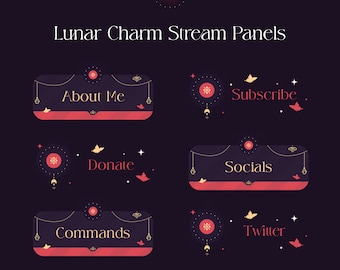 Lunar Charm Stream Panels | Red Purple Butterflies (PSD)