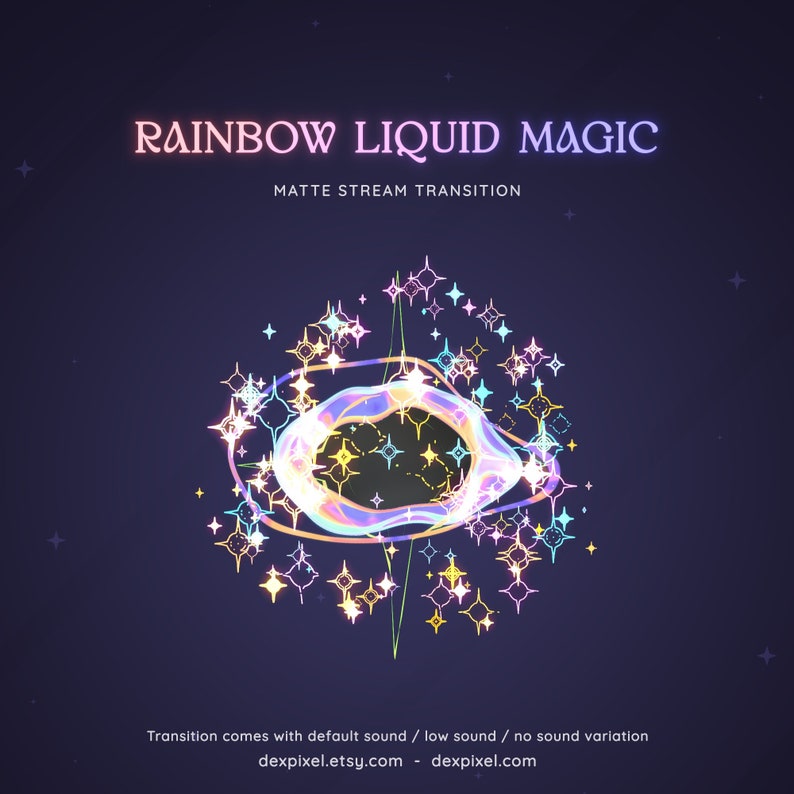 Rainbow Neon Liquid Magic Matte Stream Transition | Stars and Sparks Stinger | Colorful Magical Animated Transition OBS | Stinger Twitch