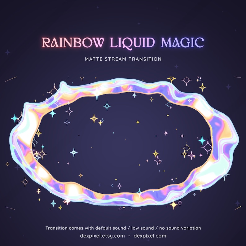 Rainbow Neon Liquid Magic Matte Stream Transition | Stars and Sparks Stinger | Colorful Magical Animated Transition OBS | Stinger Twitch