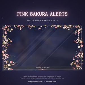 ピンクと白の桜のアニメーション ストリーム アラート | Bloom Aesthetics Floral アラート | Twitch | Vtuber Magic | 全画面アラート